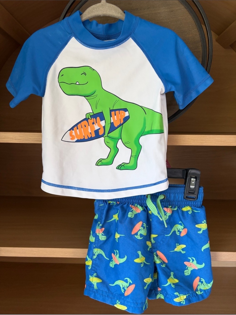 🦖 Carter’s 2-Pc Rash Guard & Swim Trunks Set | 12m